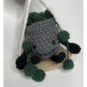 Handemade Crochet Indoor Plant/ String Of Pearls With Swing Gift Plush Toy Decor